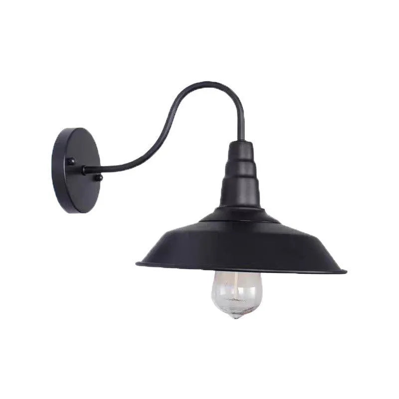 Retro style outdoor wall lamp in silver or copper finish with courtyard mounting bracket