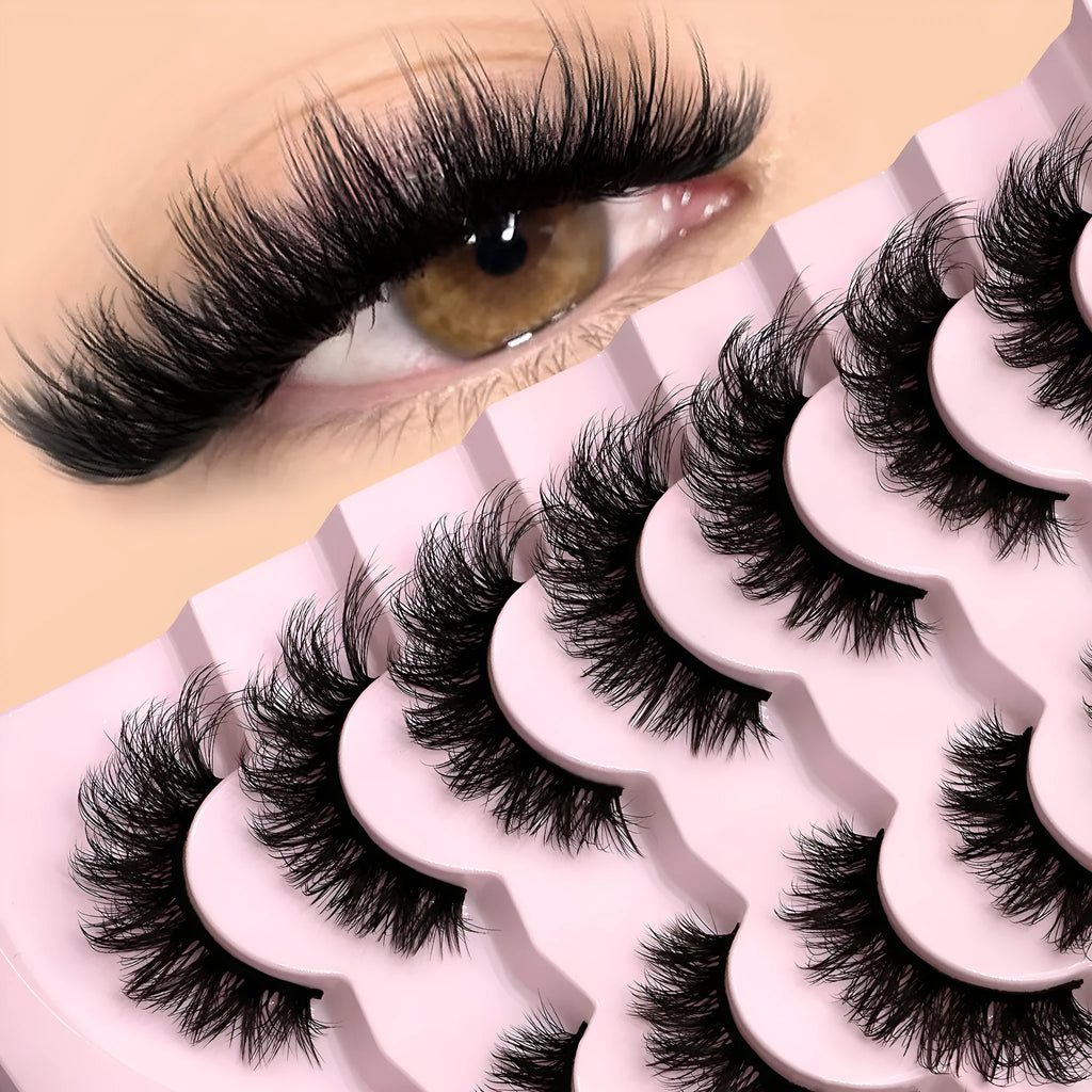 Natural false eyelashes without eyeliner in artificial fibre with thick natural long style