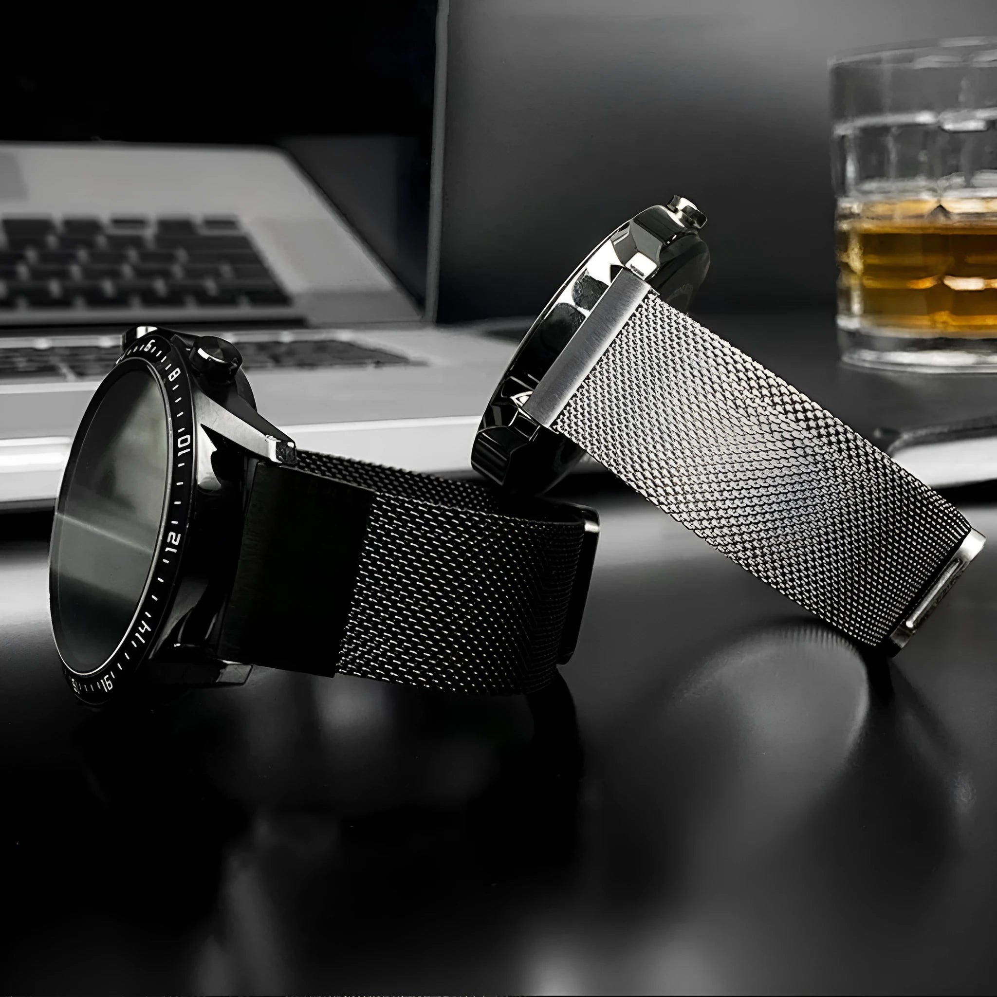 Stainless steel Garmin Fenix watch strap with integrated card slot in silver, black, gold, and rose gold.
