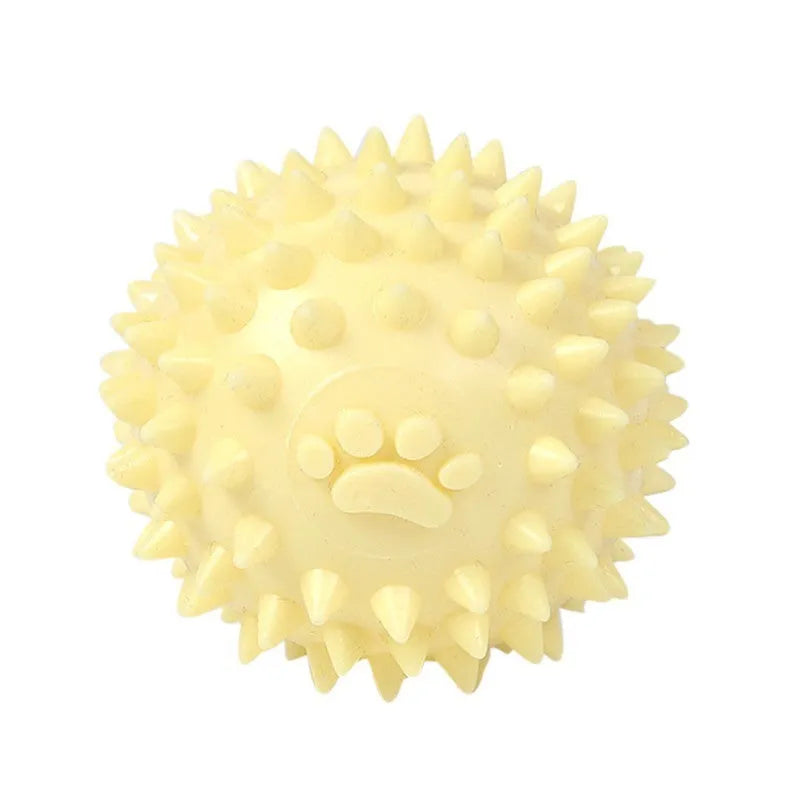 Blue TPR rubber dog chewing ball with footprint design for teeth cleaning