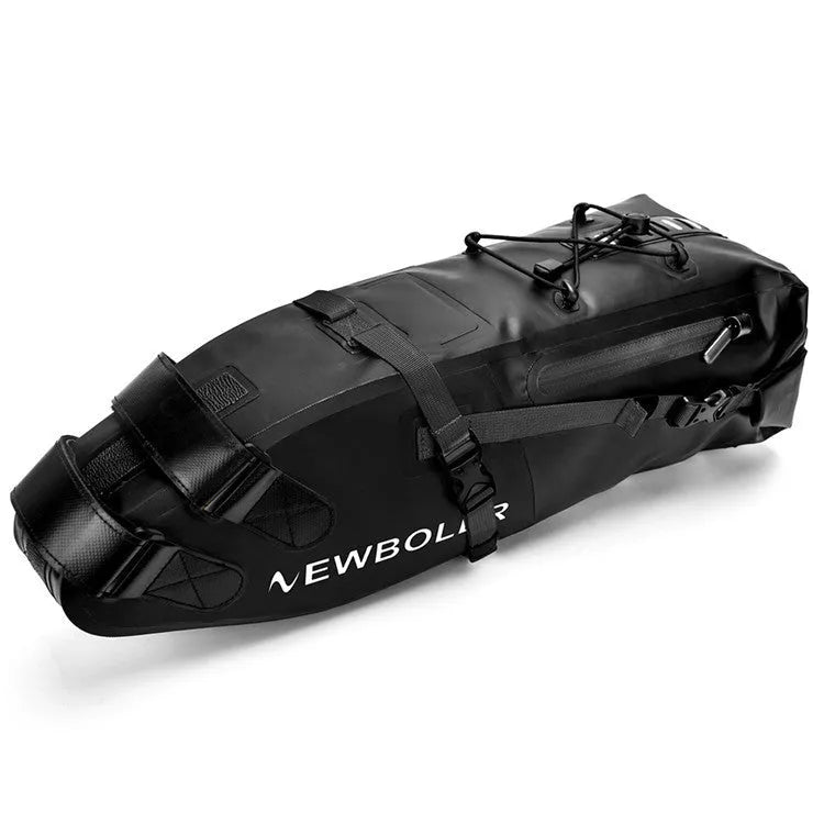 Waterproof bike tail bag in yellow, black, or green with 13-litre capacity for cycling storage