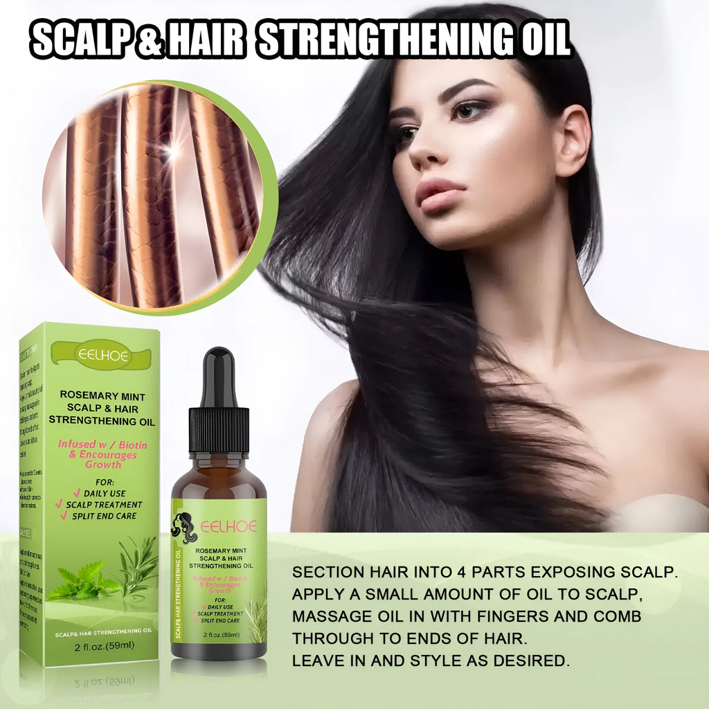 59ml Rosemary Mint Hair Growth Fluid bottle measuring 11.5cm by 3cm