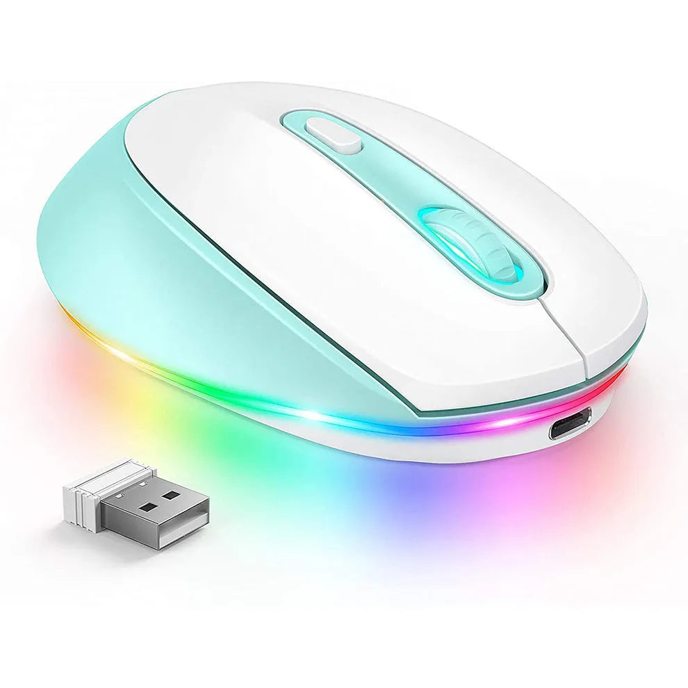 24g ultra-light rechargeable wireless computer mouse shown in one of seven available colours.