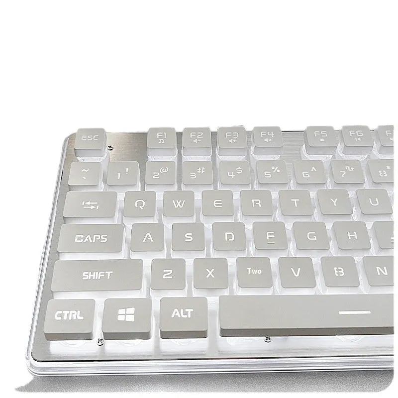 Wired mute mechanical feeling keyboard with LED lighting in compact 44cm ABS design