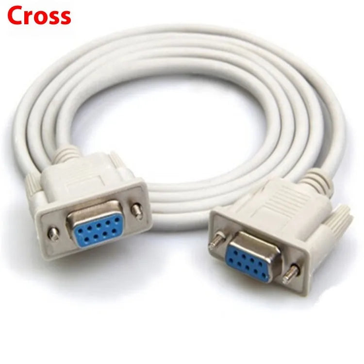 DB9 female to female RS232 serial port cable, 1.5 metres long in milky white.
