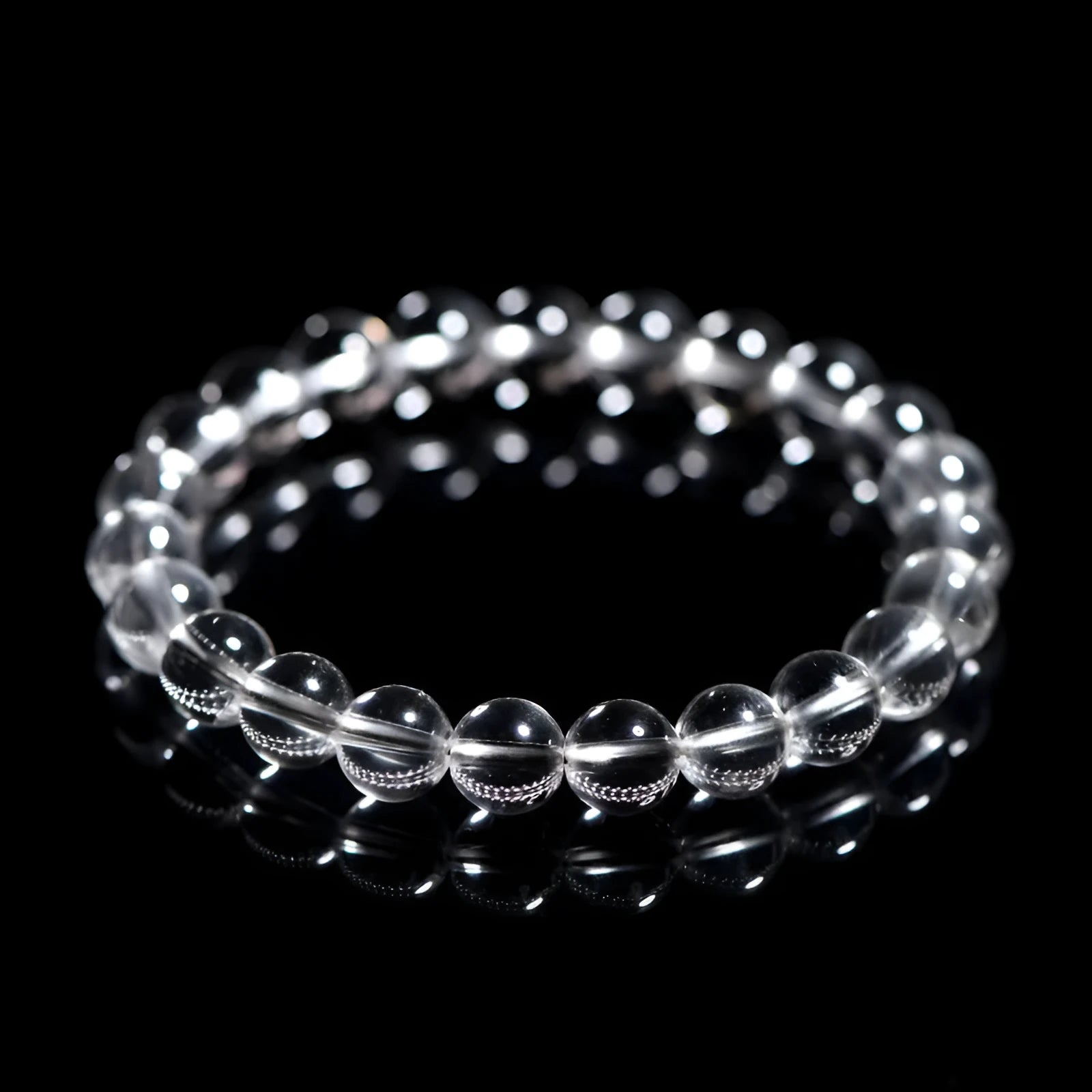 Natural Donghai Old Mine white crystal round bead bracelet in geometric single-strand design.