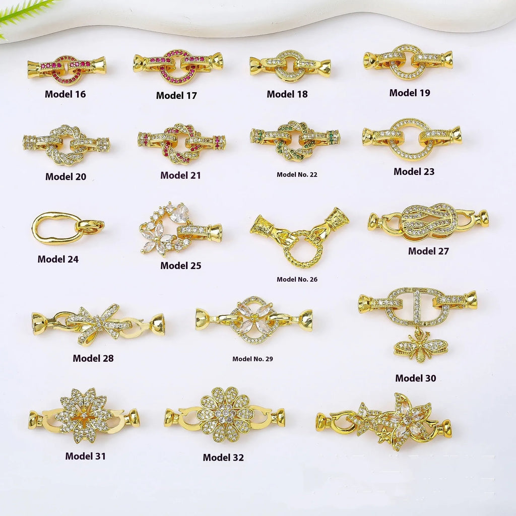 Small gold plated necklace clasp with pearl detail for DIY jewellery making
