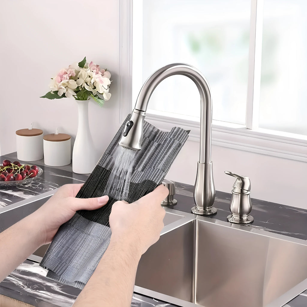 PVC non-slip placemat in a modern simple style on a kitchen counter.