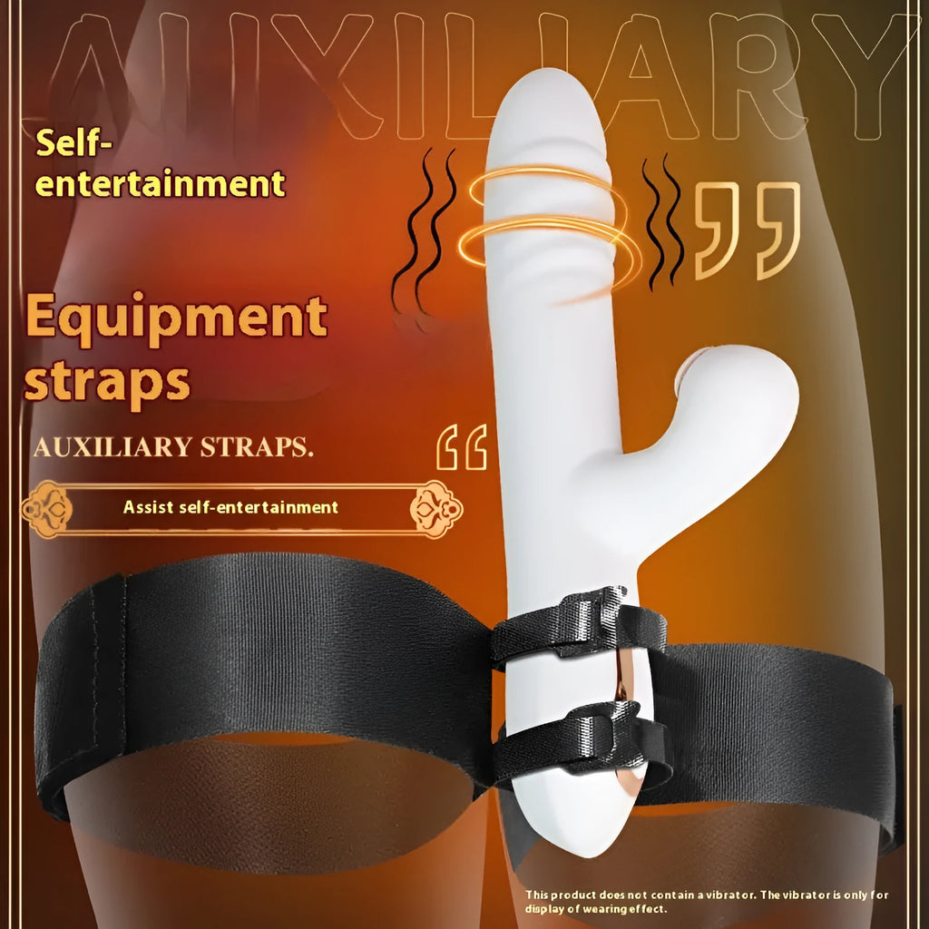Black knitted belt strap accessory for securing women's adult toys and appliances