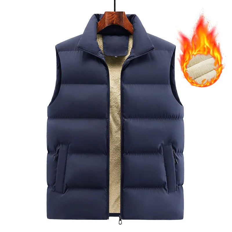 Men's striped lambswool vest in black, dark blue or red colours for autumn winter wear