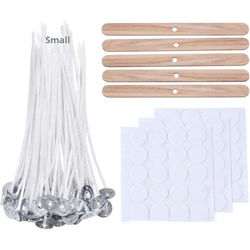 White cotton candle wicks in 2.6cm, 6cm and 8cm lengths for DIY candle making