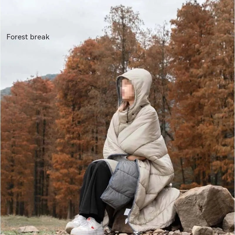 Outdoor cloak sleeping bag wearable cape in Army Green colour for camping
