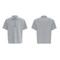 Men's loose polo t-shirt with heavy embroidery sequins and square collar in solid black gray or white polyester fabric