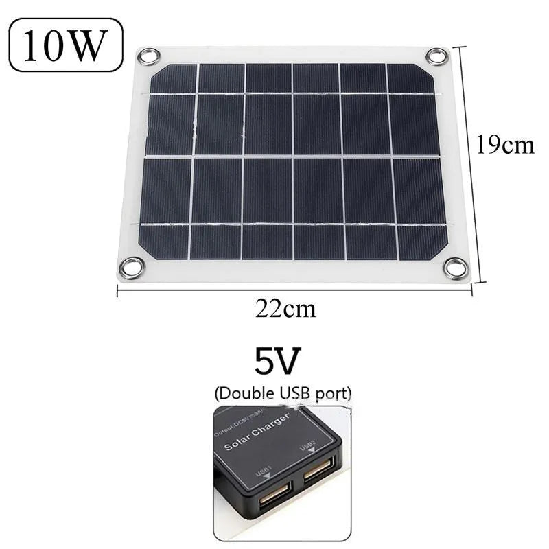 Polysilicon solar panel with dual USB ports for outdoor device charging