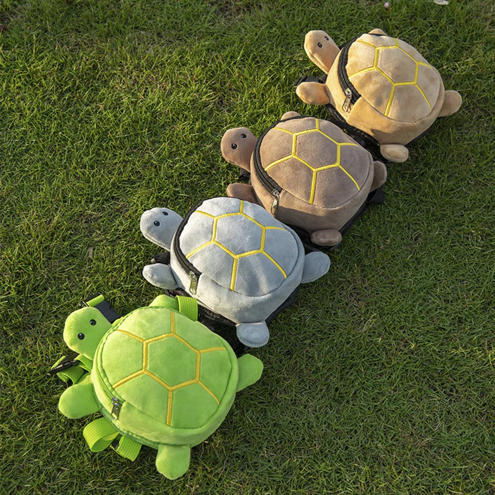 Turtle-shaped velvet dog backpack harness with metal zipper for small pets