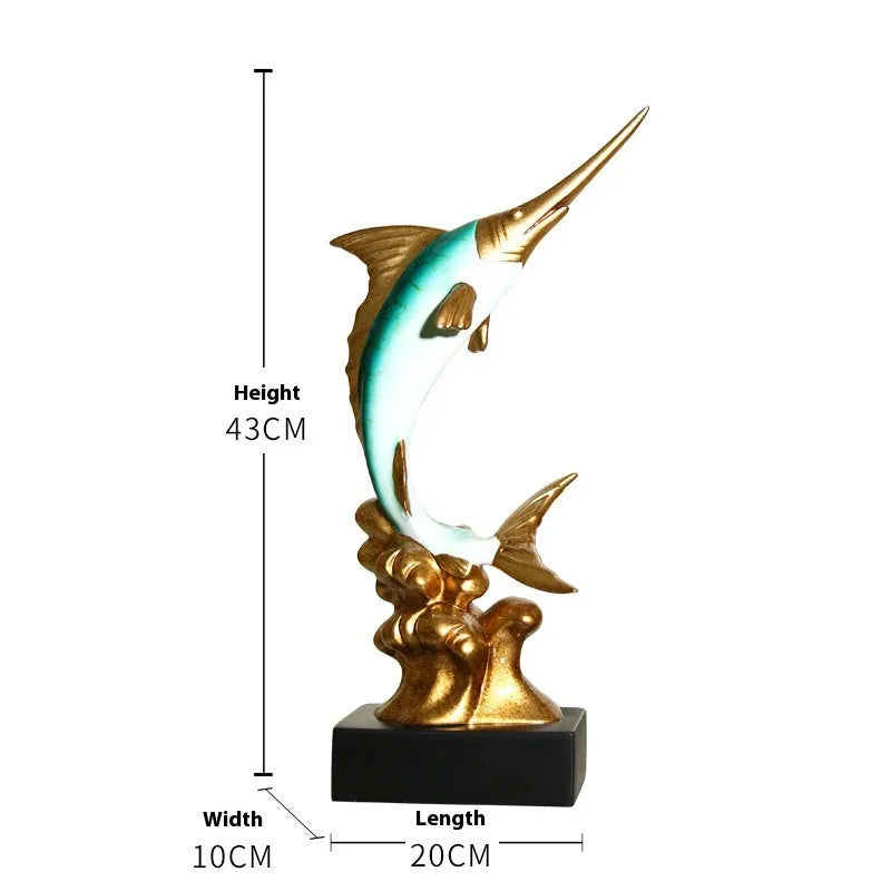 European swordfish decorative ornament in resin and plastic with four colour options