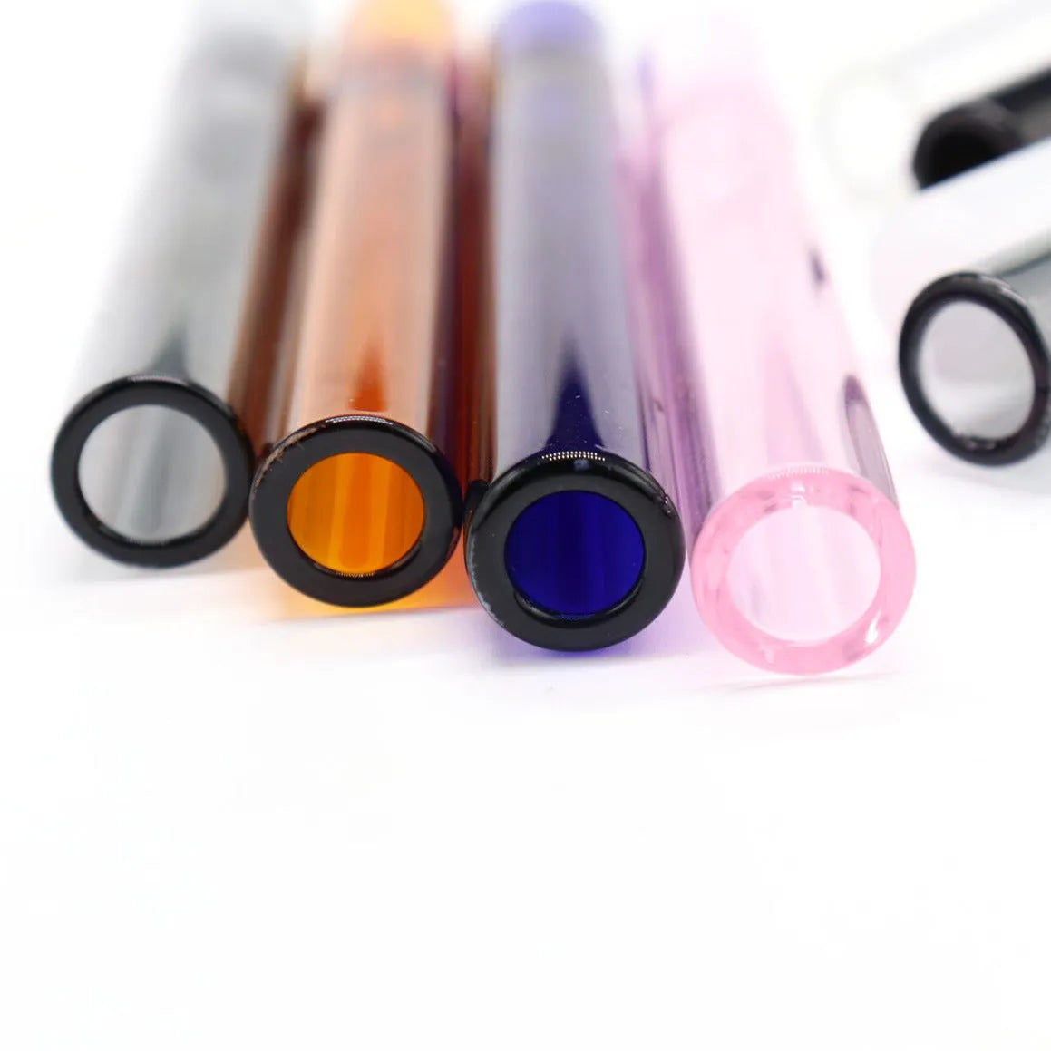 Clear glass telescopic straight smoke pipe with a suction nozzle