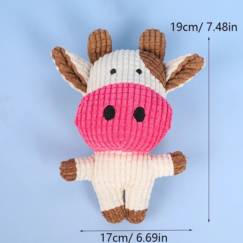 Colourful plush dog chew toy in animal shape with squeaker inside for bite-resistant chewing