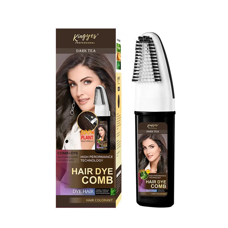 Hair colouring comb and 200ml bottle of dye in Brown, Wine Red, or Dark Brown shade.