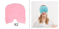 Black elastic cloth gel eye mask for headache relief on forehead