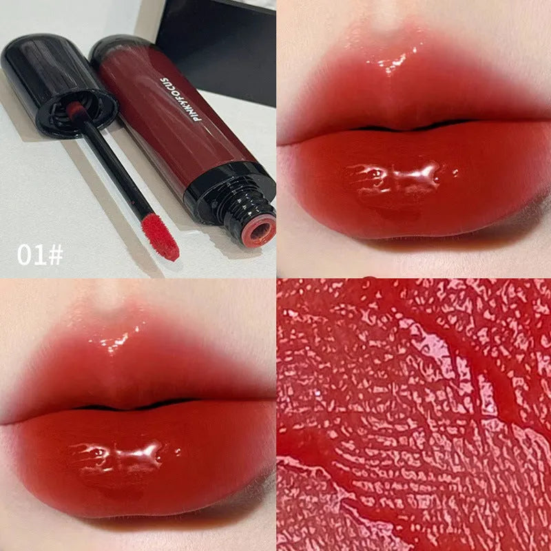 Black Citrus Mirror Lip Lacquer in six shades including tomato, orange brown and rose