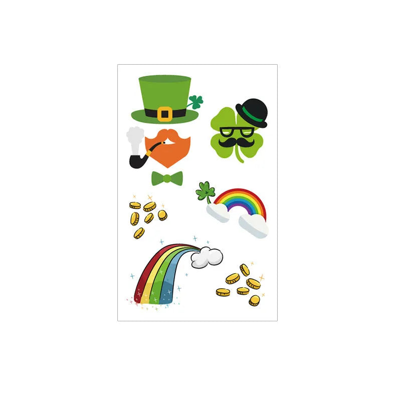 St. Patrick's Day clover design temporary tattoo sticker on paper backing.