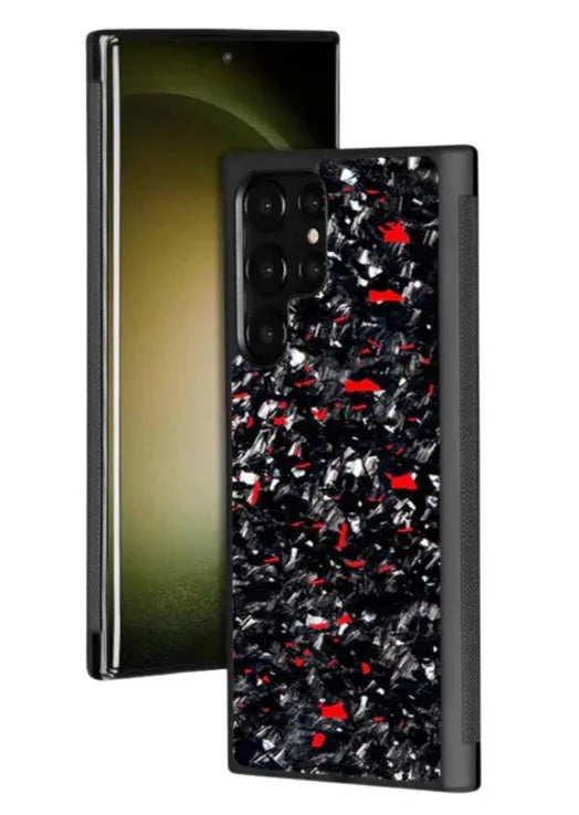 Samsung Galaxy phone case with forged carbon red pattern for S21 Ultra model