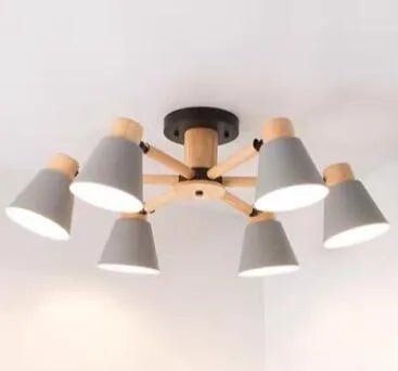 Nordic macaron design ceiling pendant lamp with ironwood construction