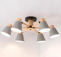 Nordic macaron design ceiling pendant lamp with ironwood construction