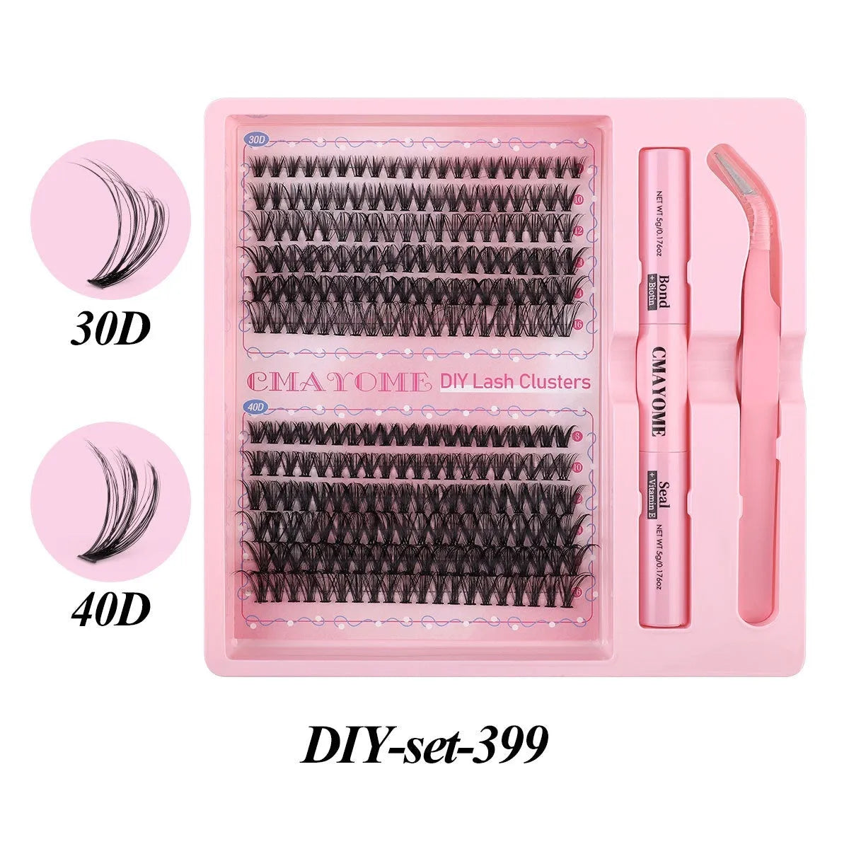DIY single cluster individual false eyelashes set with natural thick mixed split type style