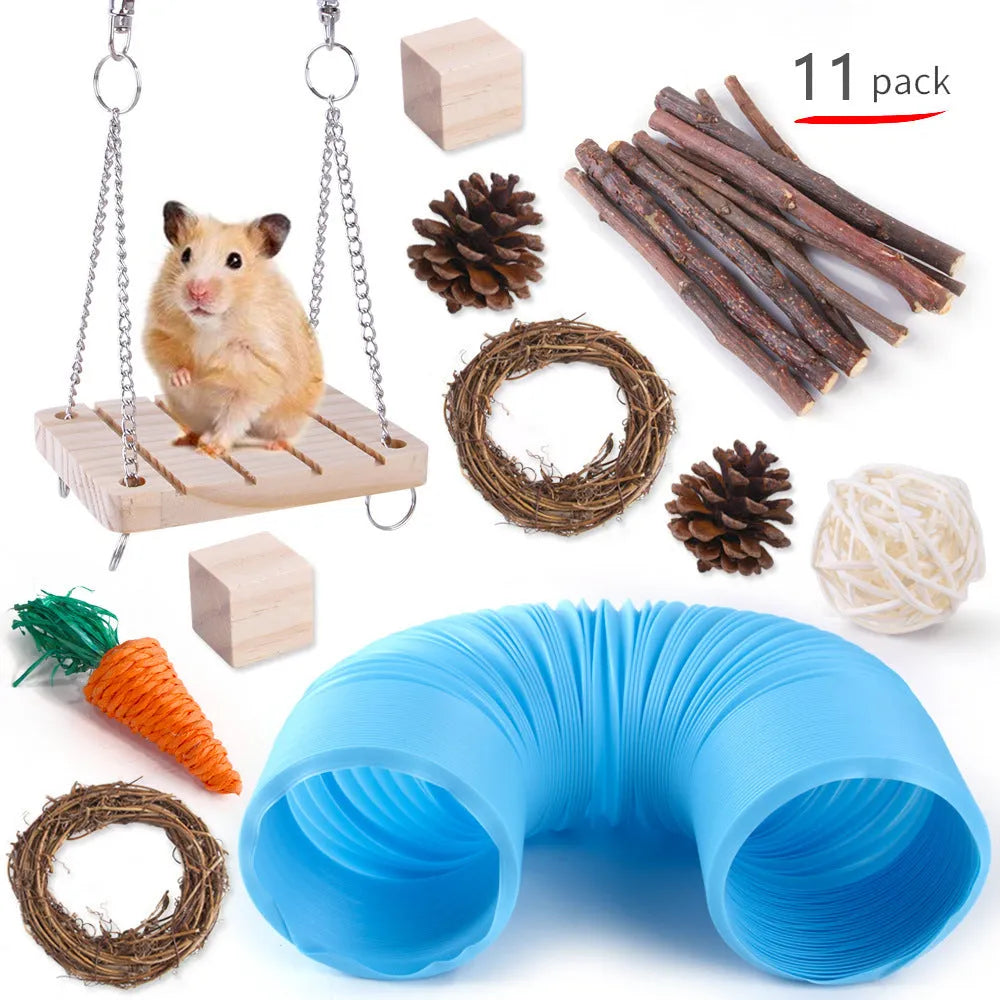 Wooden chew toy bundle set for rabbits, guinea pigs and parrots