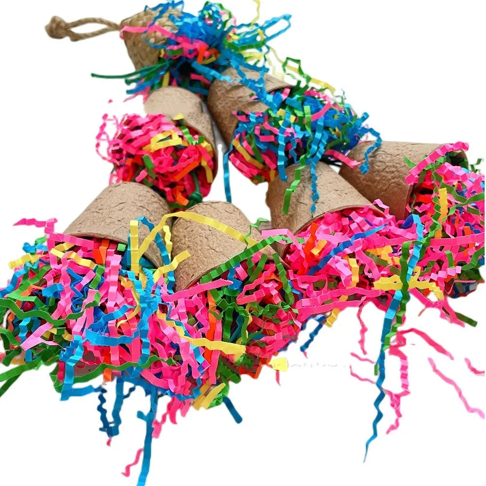 Parrot palm weaving paper cup chew toy hanging at 38cm height for cage placement