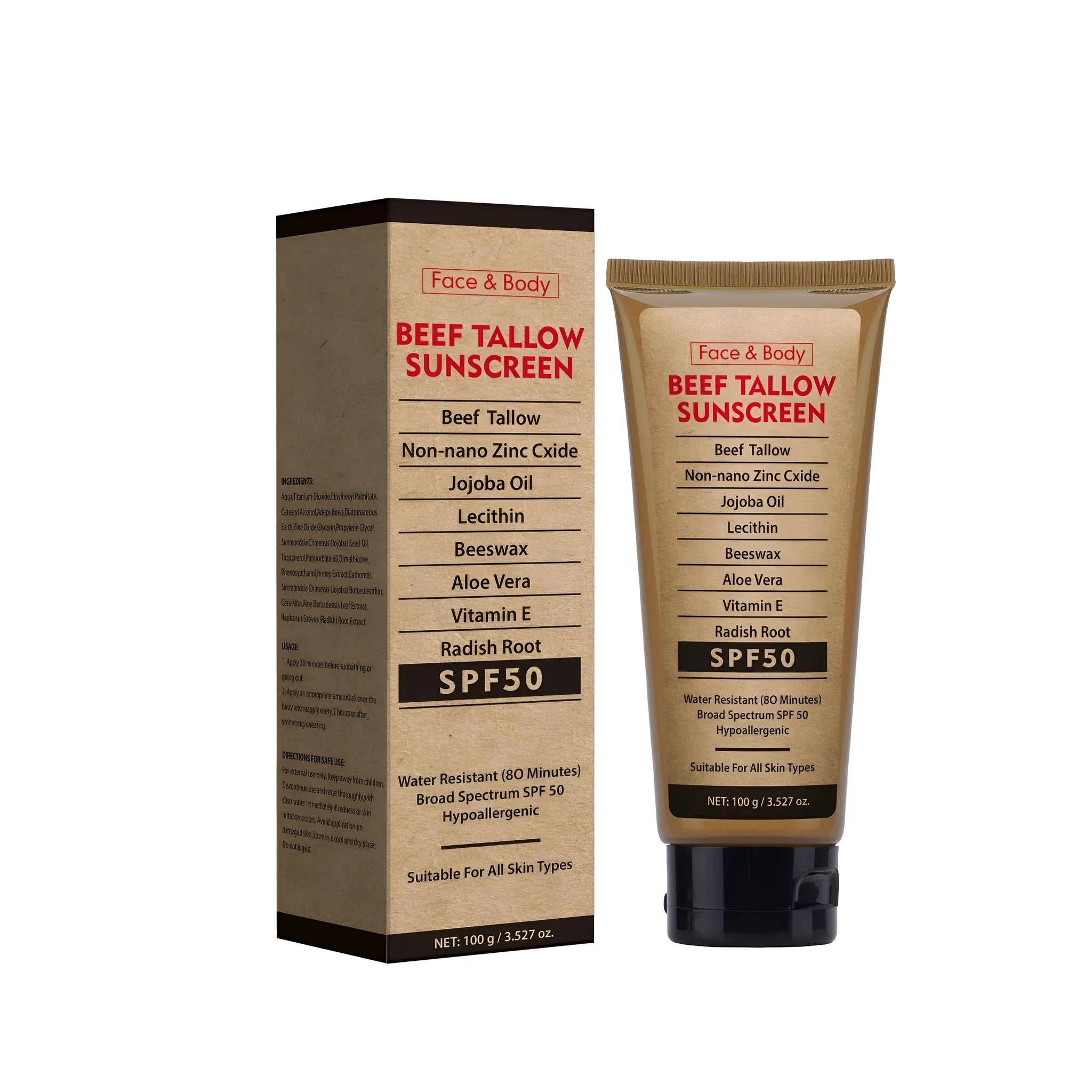 Organic grass-fed butter body cream 100g tube with waterproof moisturising and oil control properties