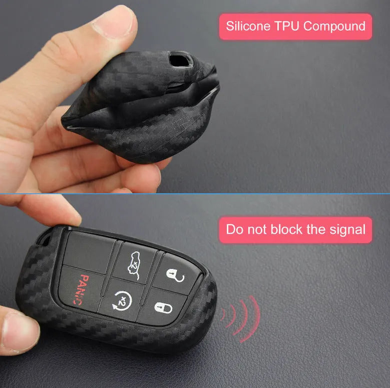 Silicone key protection case for Dodge Chrysler Fiat remote keys with single bag and buckle options