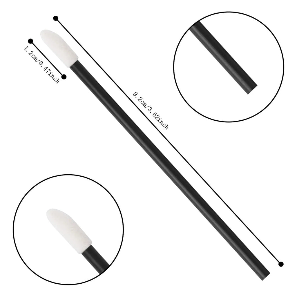 Pack of multi-colour disposable lip brush applicators with black handles and soft flocked tips.