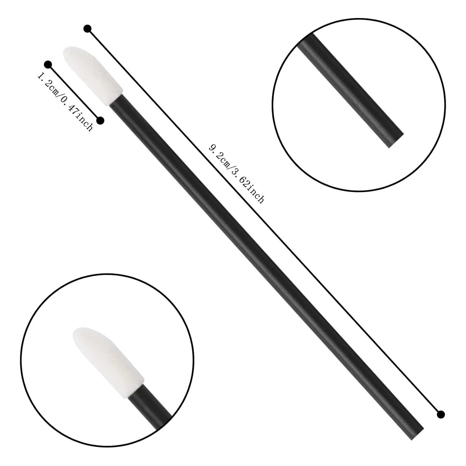 Pack of multi-colour disposable lip brush applicators with black handles and soft flocked tips.