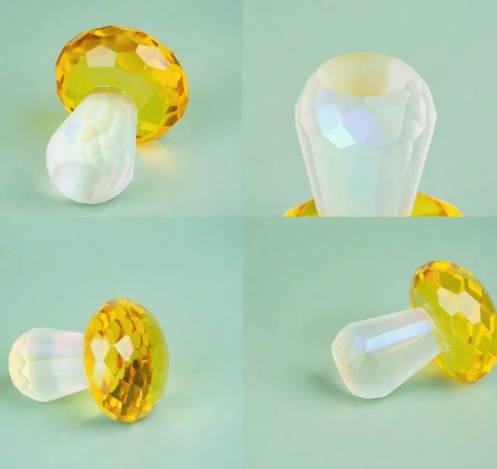 White crystal geometric mushroom decoration in modern minimalist style.