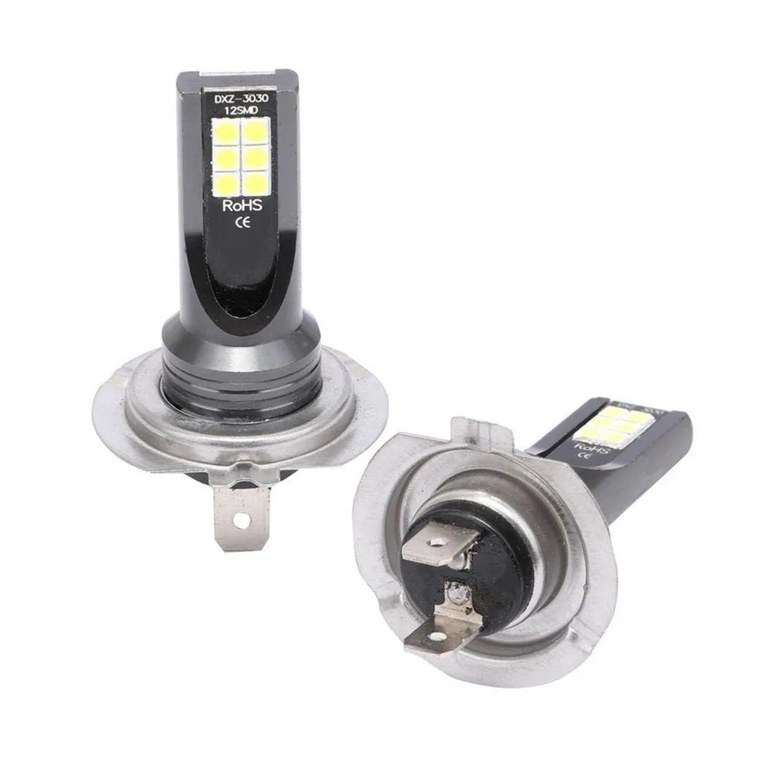 H7 110W LED fog light bulb with 12 SMD chips and aluminium body emitting white light