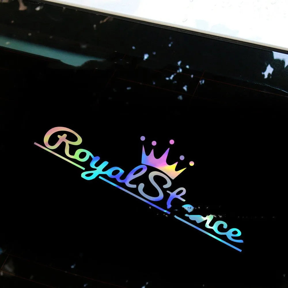 Reflective colourful vinyl crown car sticker measuring 30cm by 12cm for vehicle decoration