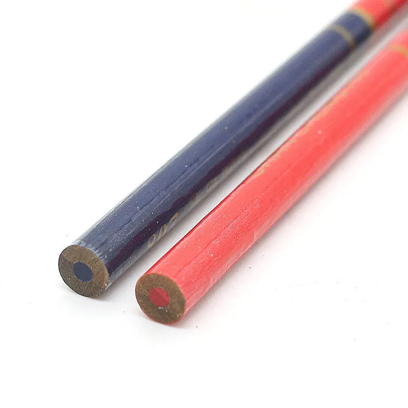Pack of 10 red and blue two-colour carpenter's pencils with wooden shells