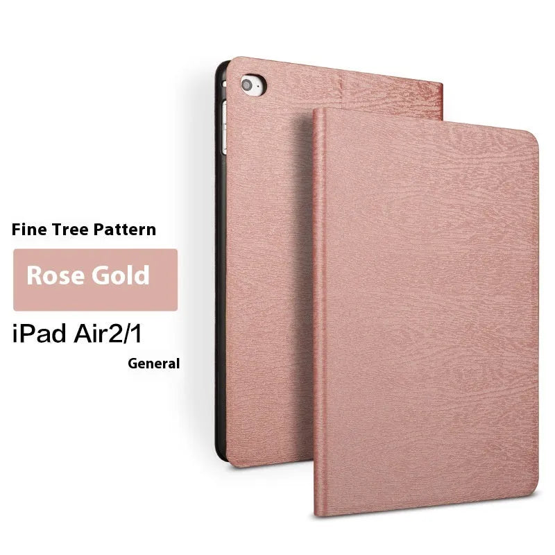 Universal imitation leather sleep bracket protective cover for iPad in black and sapphire blue colour options.