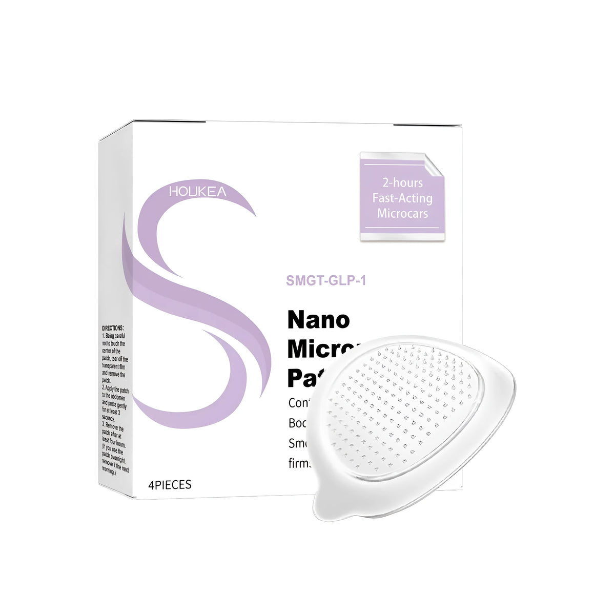 Four nano microneedle nursing stickers for body contouring with ginger and mugwort root.