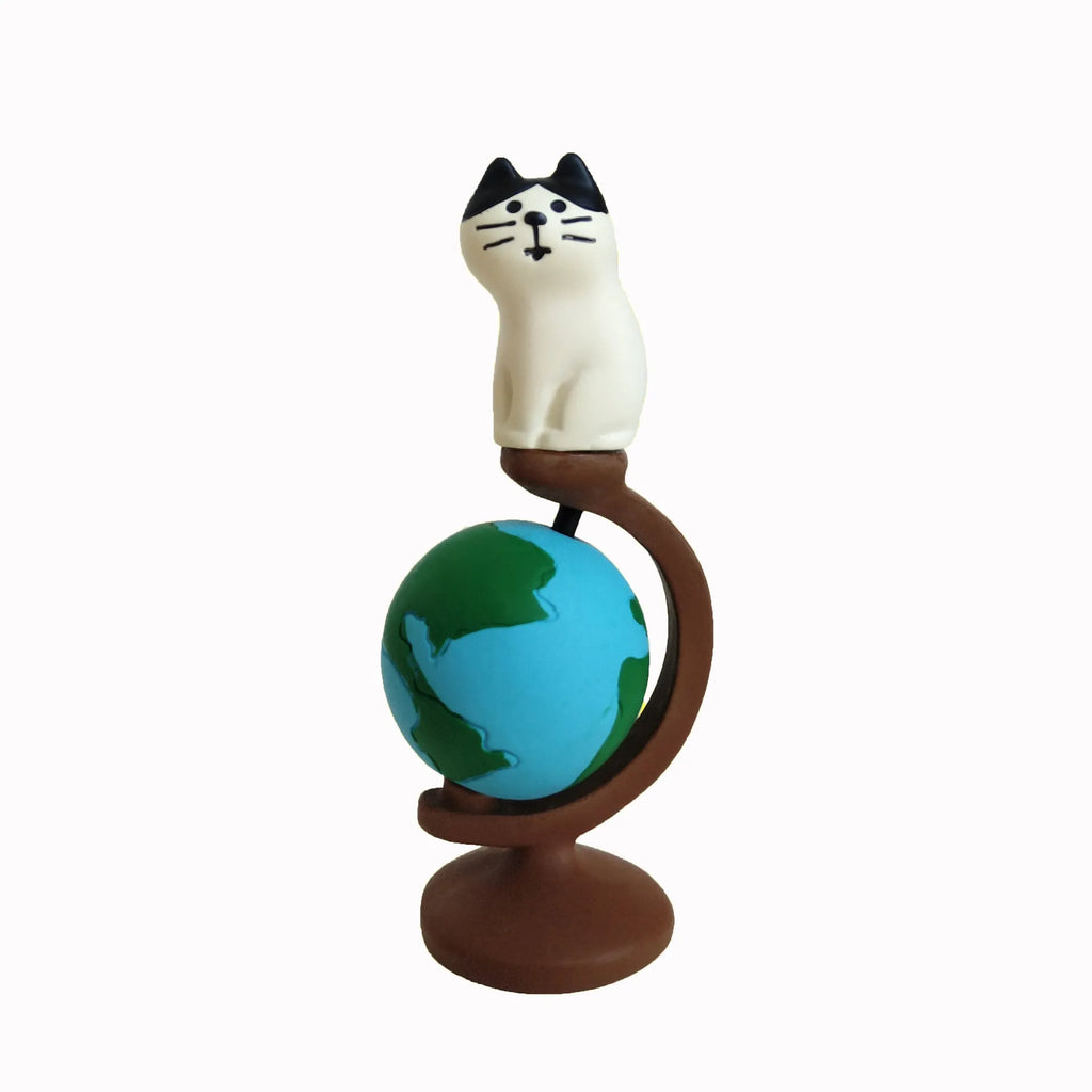 Cartoon Cat of Liberty resin statue on display in Earth Instrument or Carp Cat design style.