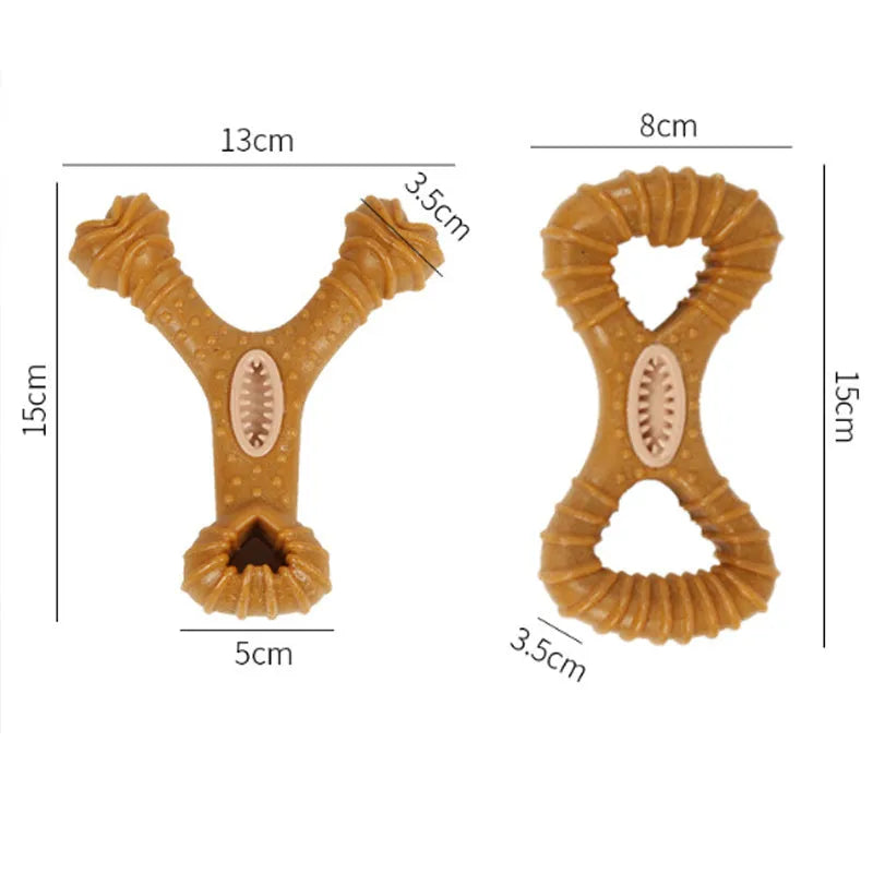 Durable dog chew bone toy in 8shape and Y shape designs for teeth cleaning and interactive play
