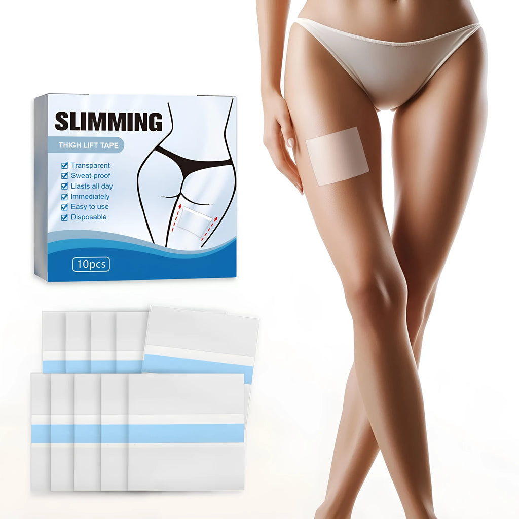 Box of 10 body shaping stickers showing one 12cm x 12cm patch with adhesive backing