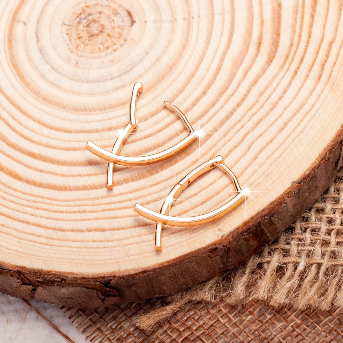 Copper cross earrings with rose gold finish for light luxury jewellery styling