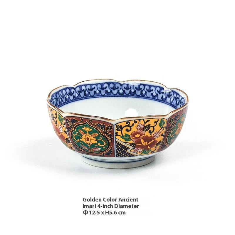 Japanese style retro ceramic 4-inch bowls with floral patterns