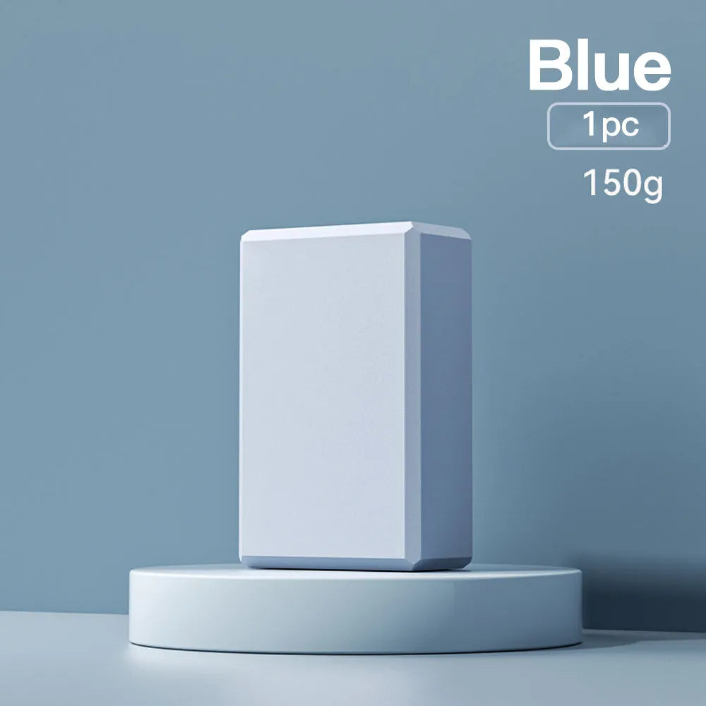 Solid colour EVA foam yoga brick with hexagonal ridged design for balance training