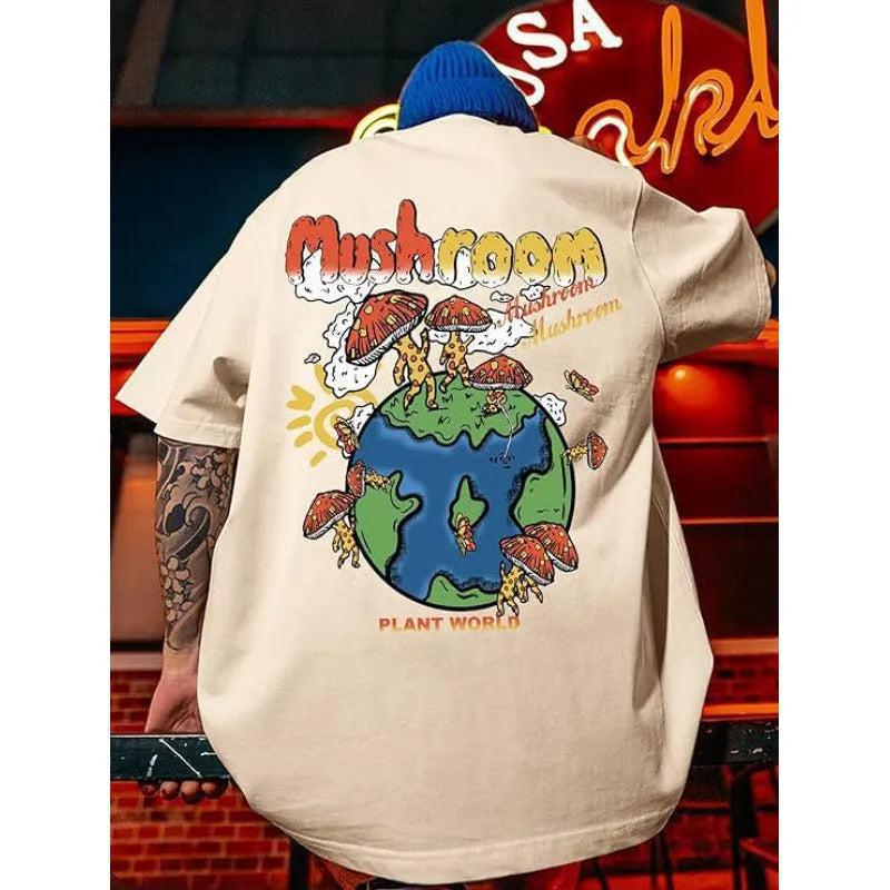 Men's short-sleeved printed t-shirt with digital pattern on polyester fabric