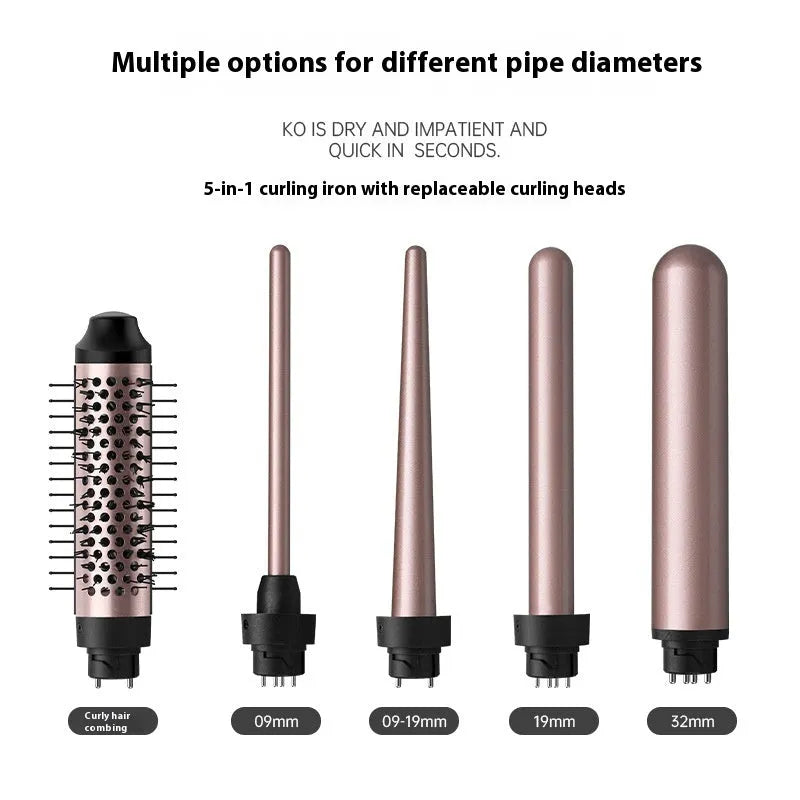 Rose gold and black automatic hair curler with 1000W power on a white background.
